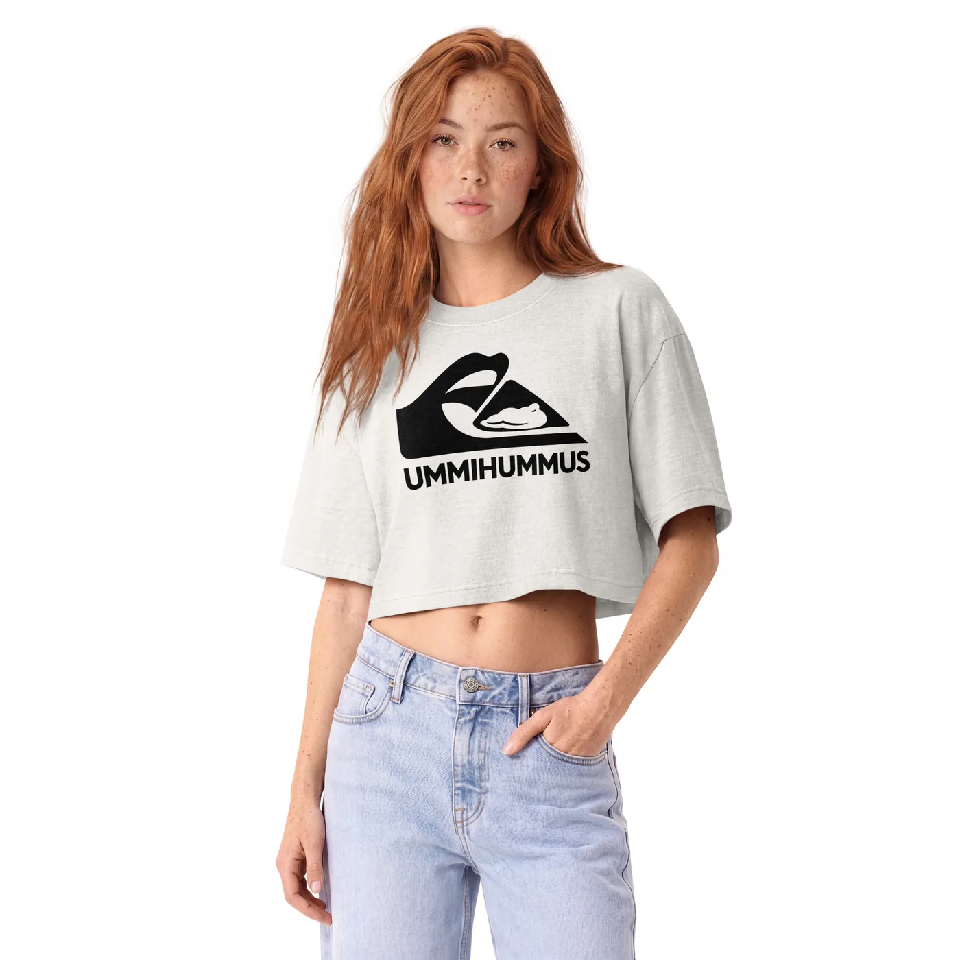 The Hummus Wave Cropped Top mockup 3