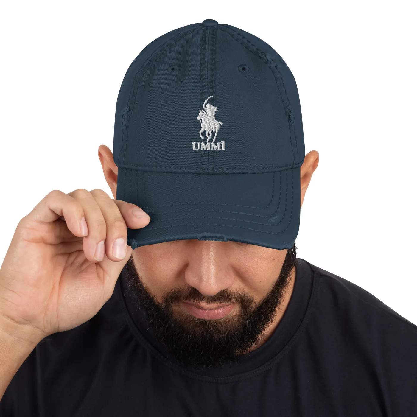 The Scimitar Club Distressed Dad Hat mockup 1