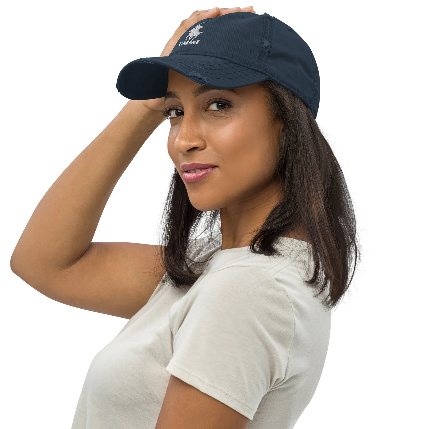 The Scimitar Club Distressed Dad Hat mockup 2