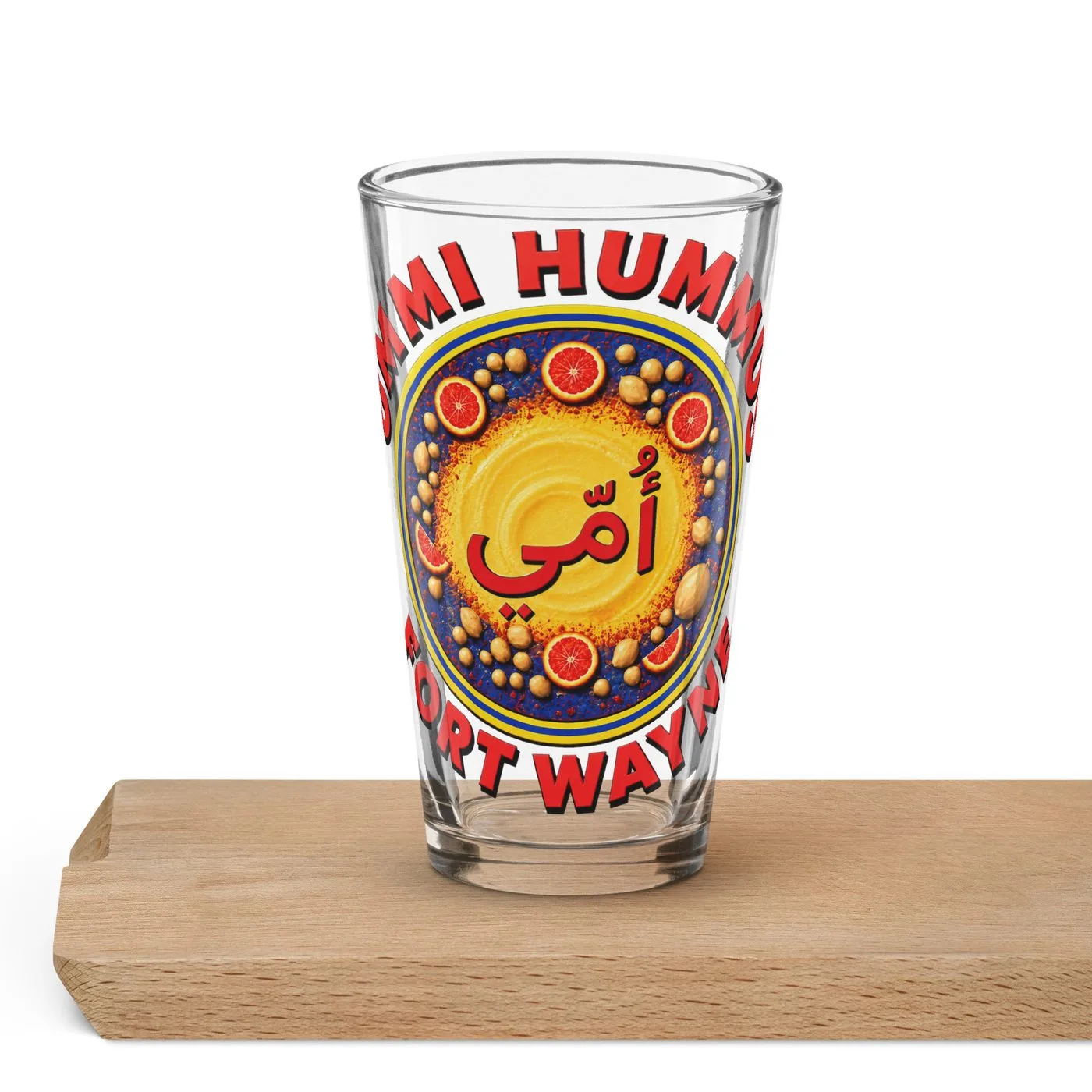 UMMĪ Fort Wayne Hummus Pint Glass mockup 1
