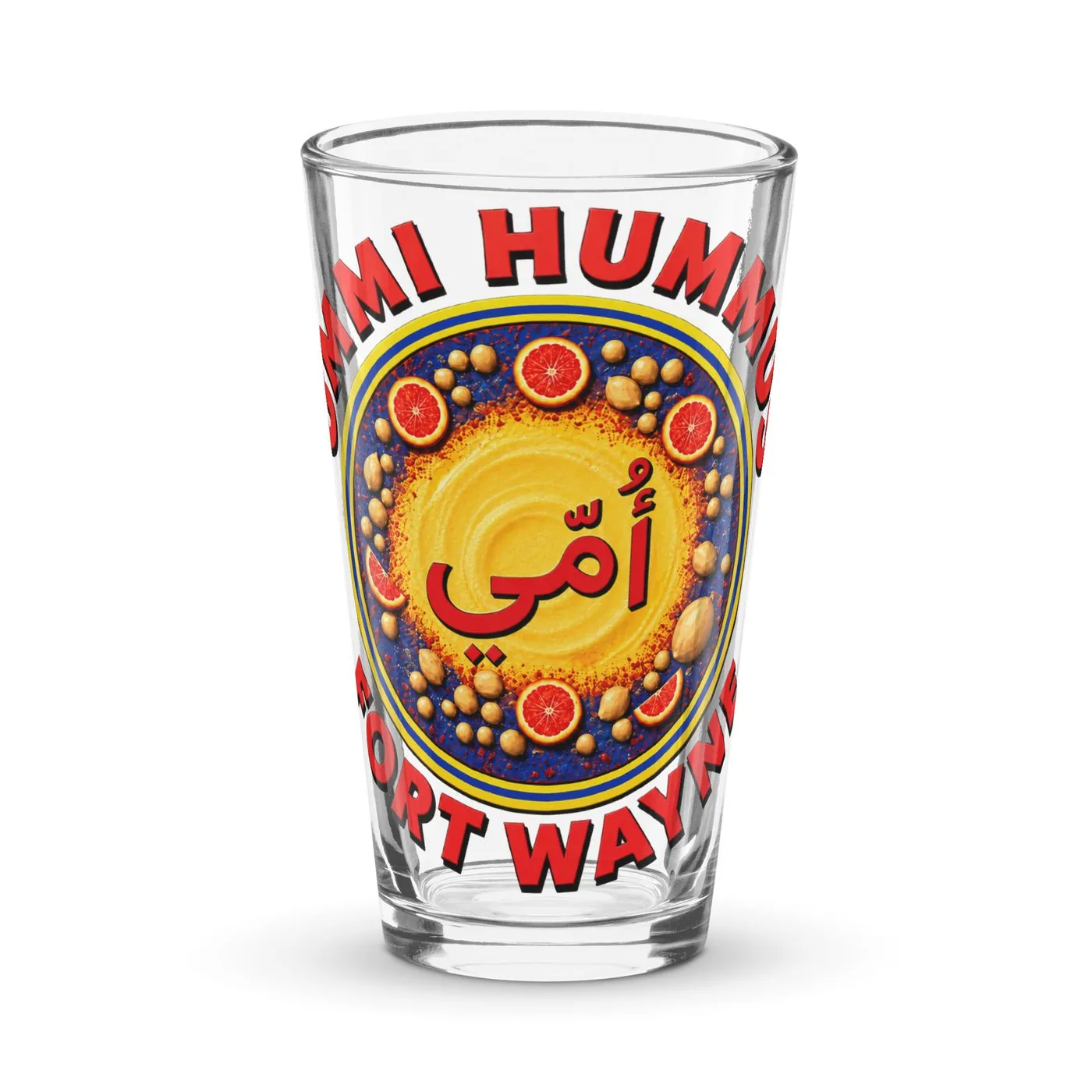 UMMĪ Fort Wayne Hummus Pint Glass mockup 5