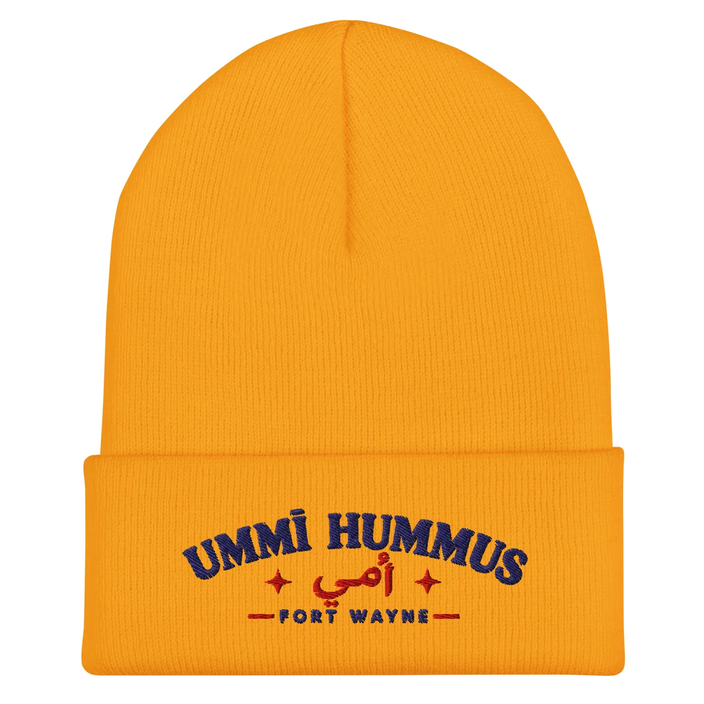 Ummī Hummus Cuffed Beanie mockup 2