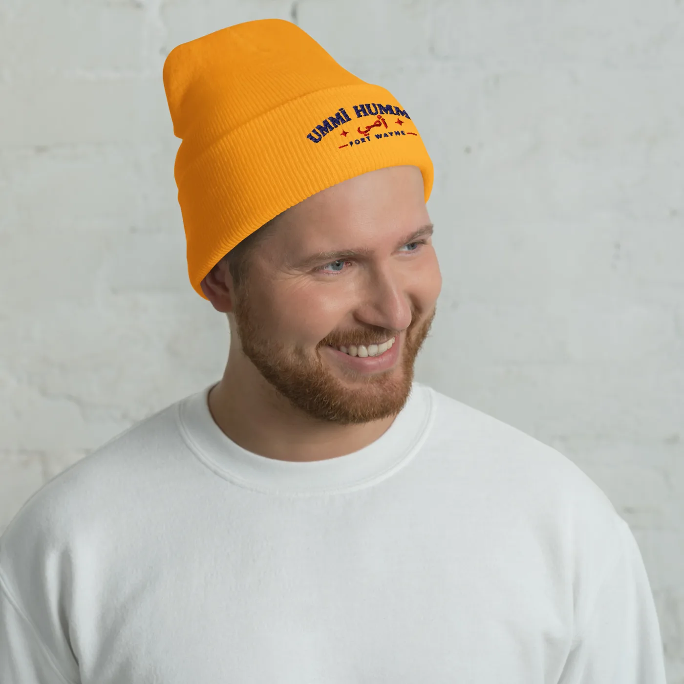 Ummī Hummus Cuffed Beanie mockup 4